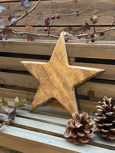 Set of Three Grey Wooden Stars