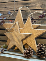 Set of Three Natural Wood Solid Stars