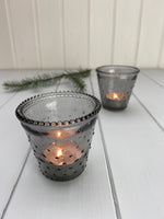 Pair of Grey Dimpled Tealight Holders