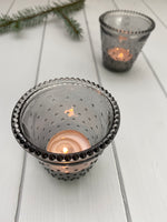 Pair of Grey Dimpled Tealight Holders