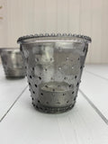 Pair of Grey Dimpled Tealight Holders