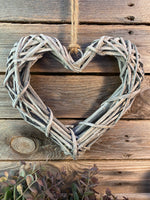 Greywashed Willow Heart Wreath