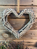 Greywashed Willow Heart Wreath
