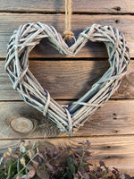 Greywashed Willow Heart Wreath