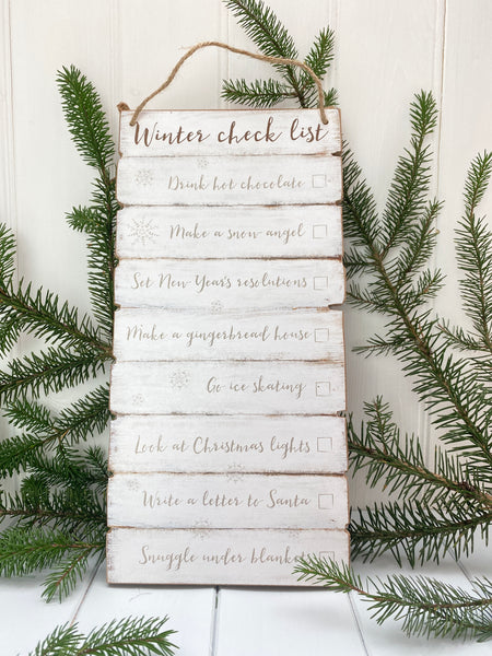 Winter Checklist Wooden Sign