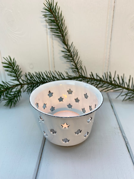 Starlit Enamel Candle Pudding Pot