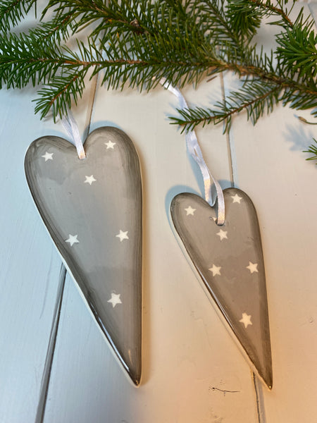 Hygge Ceramic Heart with White Stars - Two sizes Available