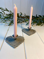 Pair of Heartfelt Zinc Candle Holders