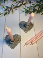 Pair of Heartfelt Zinc Candle Holders