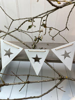 White Wooden Star Bunting Garland