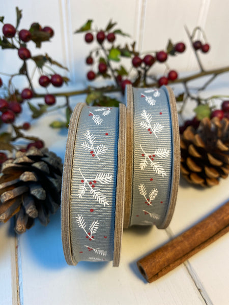 Grey Berry Branch Ribbon Reel