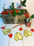 Wooden Heart & Holly Garland