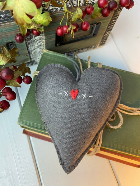 Grey Shaker Embroidered Heart