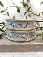 Grey Robin & Berry Sprig Ribbon Reel