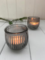 Pair of Grey Warmth Tealight Holders