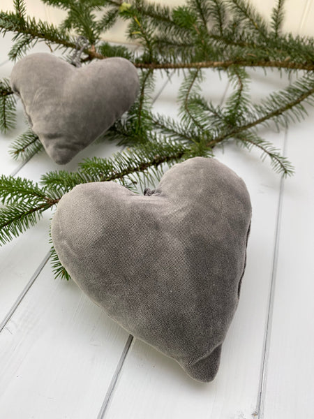 Deep Nordic Grey Velvet Heart