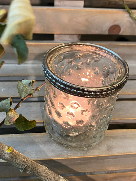 Small Clear Star Twinkly Candle Holder