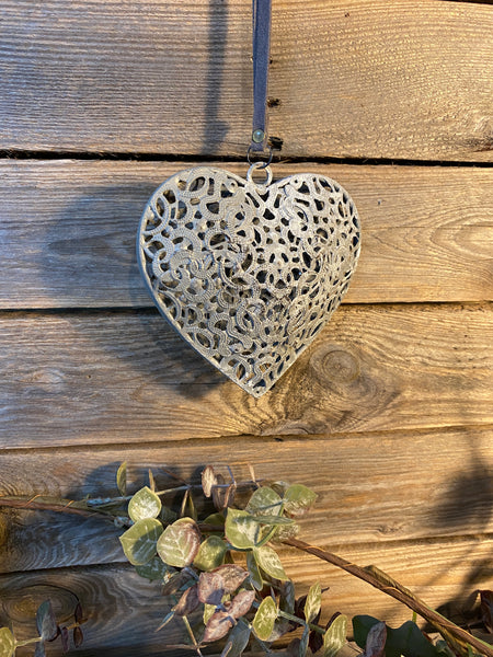 Zinc Filigree Heart