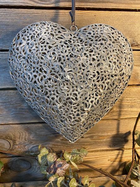 Large Zinc Filigree Heart