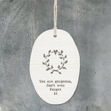 You Are Gorgeous Leaf Wreath Porcelain Hanger