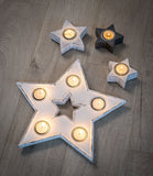 White Wood Star Tealight Holder