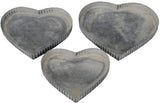 Set of Three Zinc Heart Trays