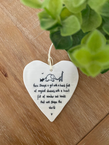 Baby Girl Porcelain Heart Hanger