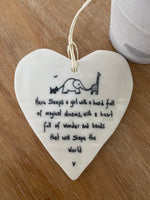 Baby Girl Porcelain Heart Hanger