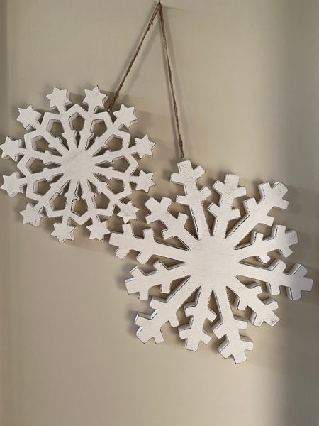 Wooden Snowflakes - Set of Two