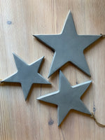 Set of Three Grey Wooden Stars