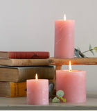 Rustic Short Pillar Candle - Dusky Pink