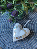 Linen Pearl Button Heart