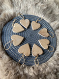 Set of 8 Natural Wooden Hearts