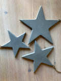 Set of Three Grey Wooden Stars