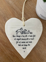 Baby Boy Porcelain Heart Hanger