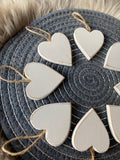 Set of 8 White Rustic Hearts