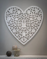 Large Distressed Wooden Carved Heart Panel