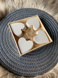 Set of 8 White Rustic Hearts